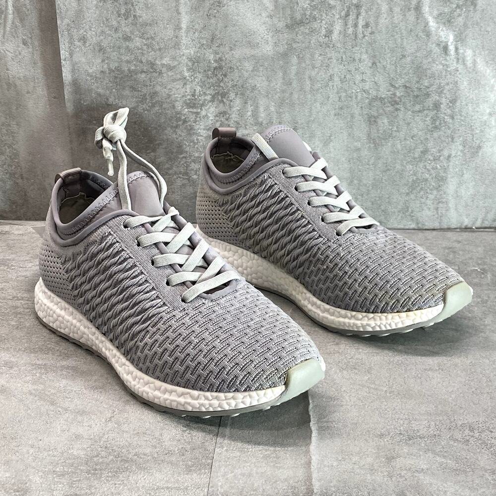 AQUA COLLEGE Women's Gray Knit Winiona Waterproof Lace-Up Running Sneakers SZ8.5